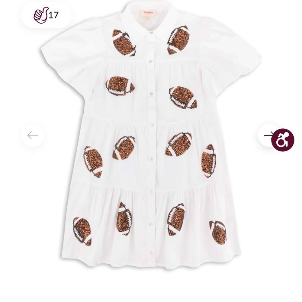 White mini football dress with sequin footballs
